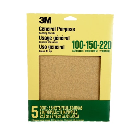 3M Aluminum Oxide Sandpaper Assorted G, PK50 9005NA